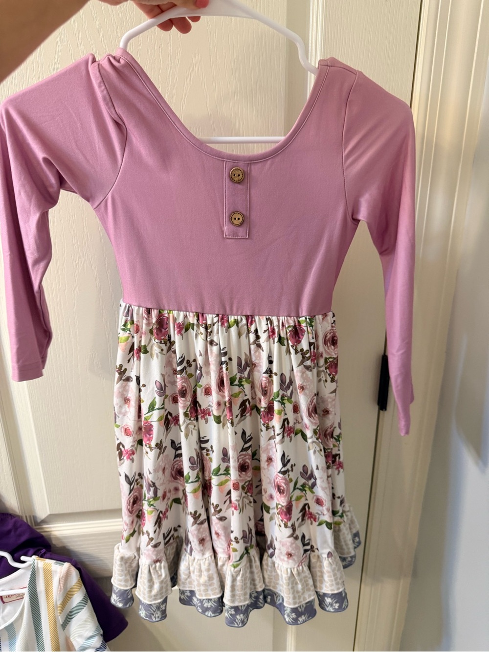 cheeky plum Lavender Knit Top Floral Ruffle Hem Dress Size 7Y NWT